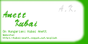 anett kubai business card